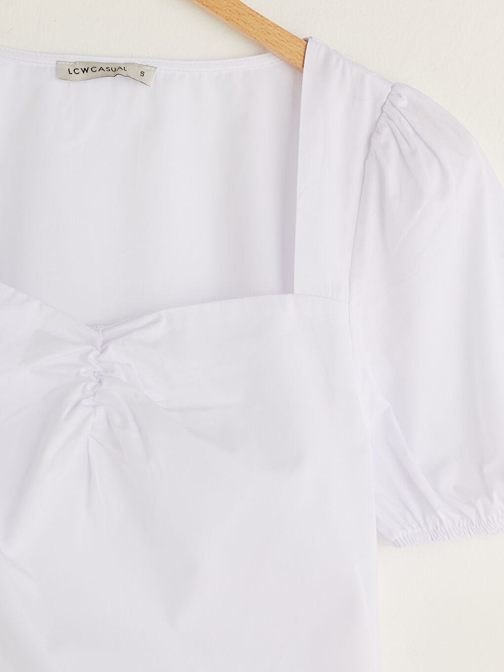 LCW Vision Square Collar Straight Short Sleeve Dobby Fabric Women Blouse -S1JK08Z8-J5E