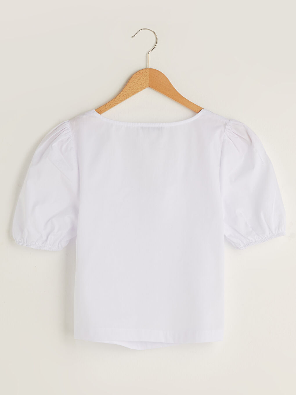 LCW Vision Square Collar Straight Short Sleeve Dobby Fabric Women Blouse -S1JK08Z8-J5E