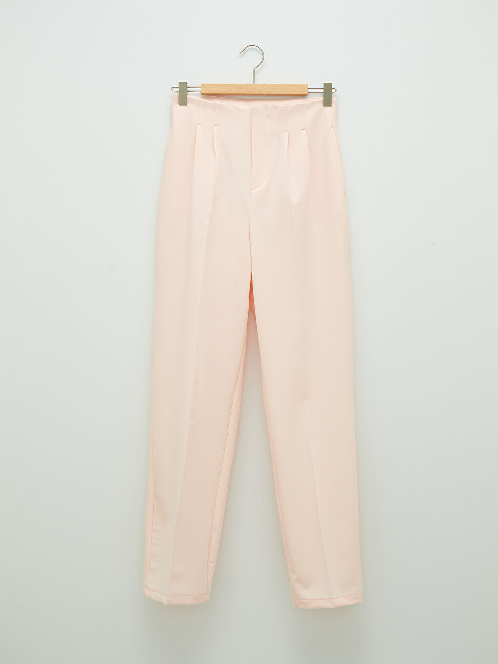 Pembe Bol Fit Düz Cep Detaylı Bilek Boy Kadın Pantolon-5