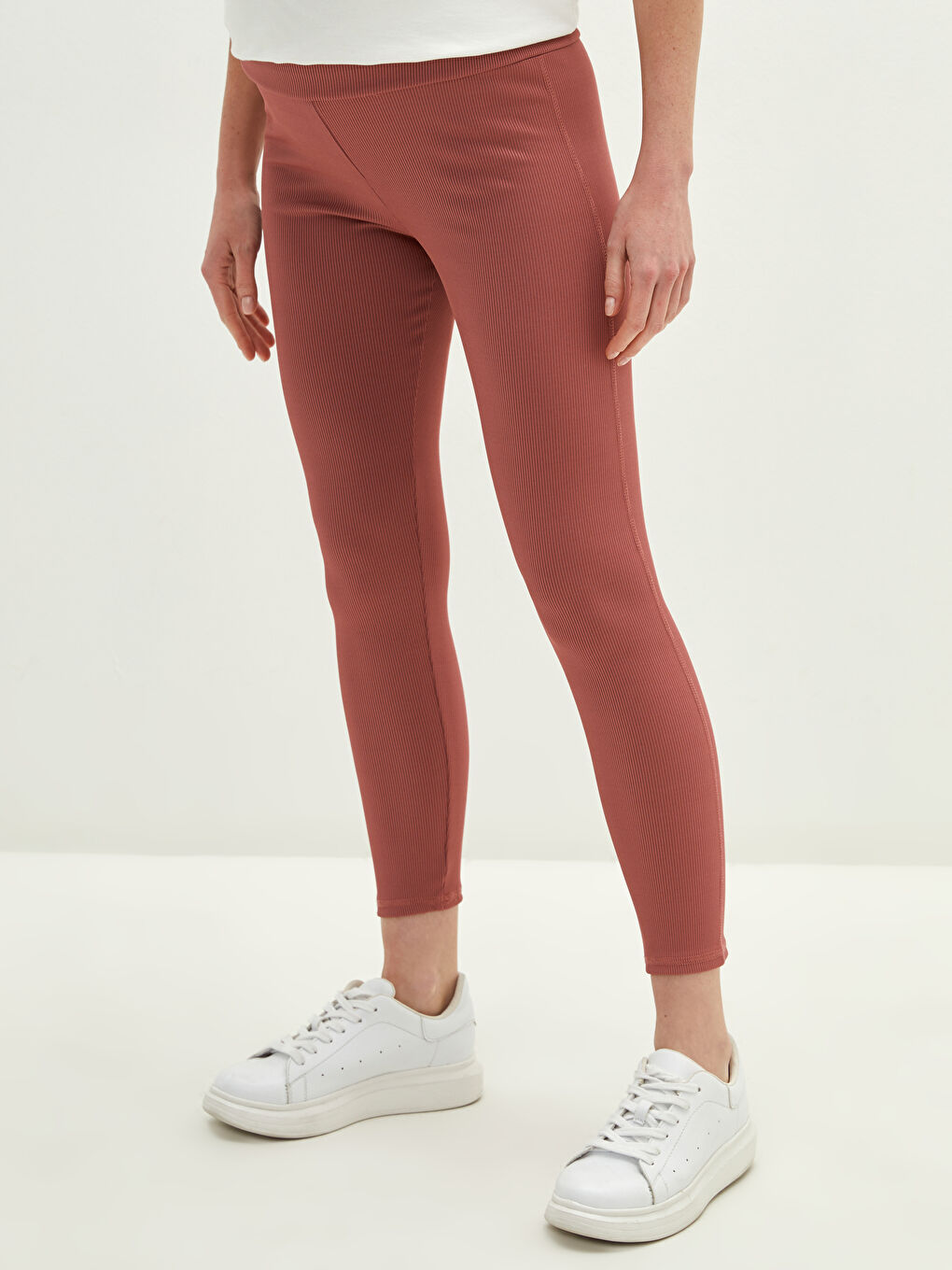 Elastic Waist Plain Camisole Fabric Maternity Leggings-5