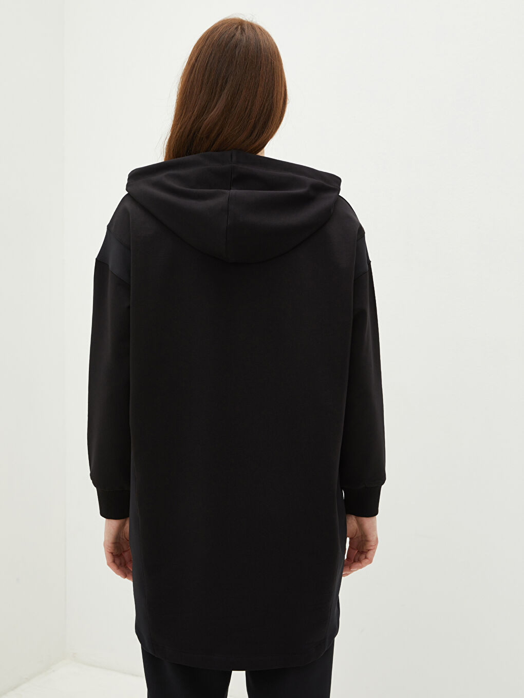 Hooded Collar Straight Zipper Closure Long Sleeve Women's Cardigan-4