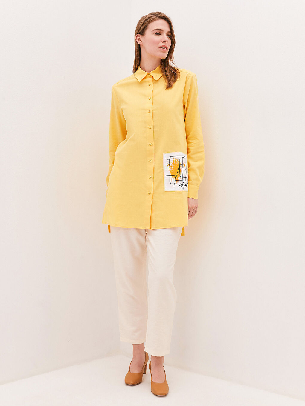 Printed Long Sleeve Women's Shirt Tunic-3