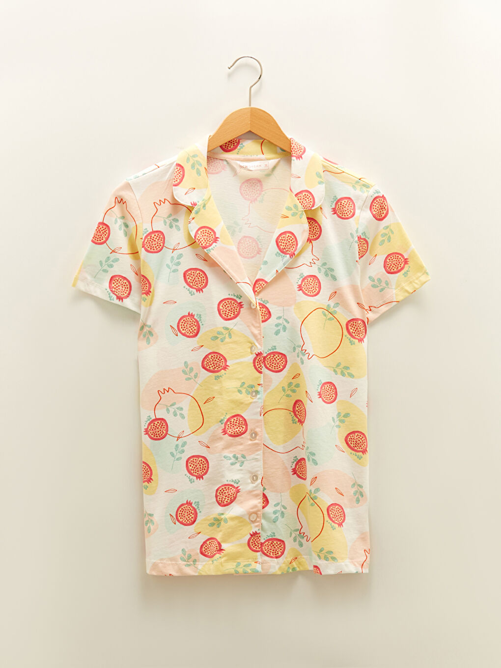 LCW DREAM Shirt Collar Patterned Short Sleeve Cotton Women's Short Pajamas Set -S1JK94Z8-LRA