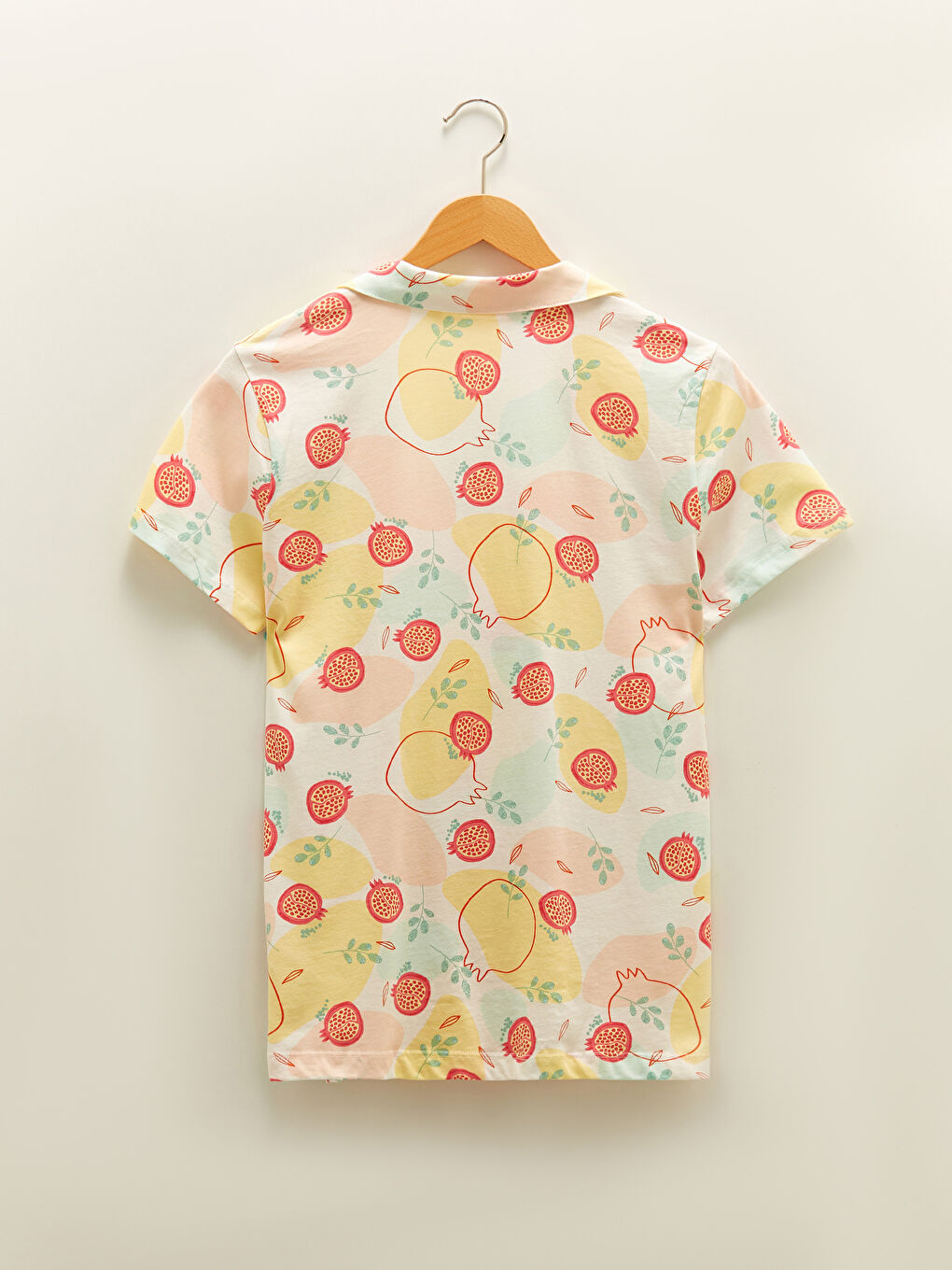 LCW DREAM Shirt Collar Patterned Short Sleeve Cotton Women's Short Pajamas Set -S1JK94Z8-LRA