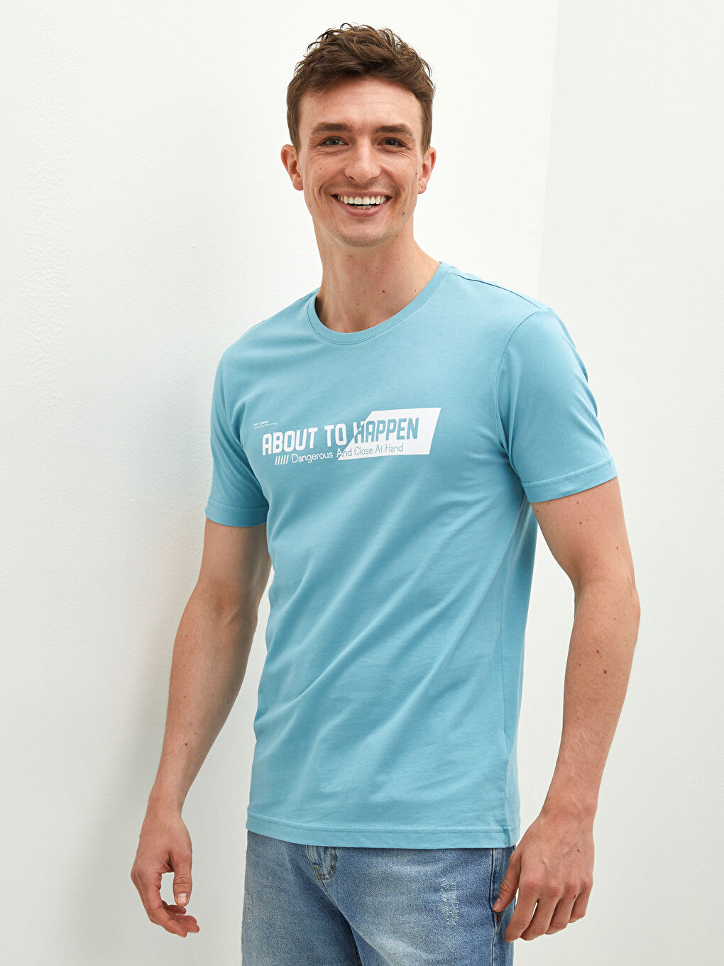 Crew Neck Short Sleeve Printed Combed Cotton Men's T-shirt