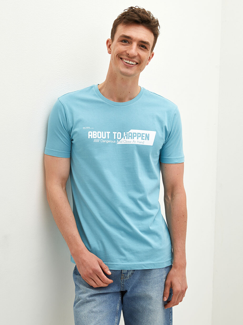 Crew Neck Short Sleeve Printed Combed Cotton Men's T-shirt-1