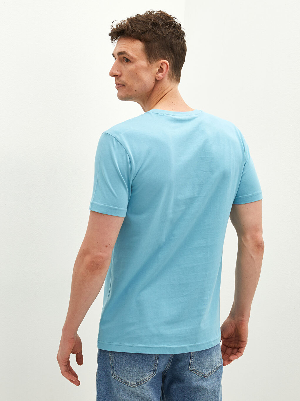 Crew Neck Short Sleeve Printed Combed Cotton Men's T-shirt-4