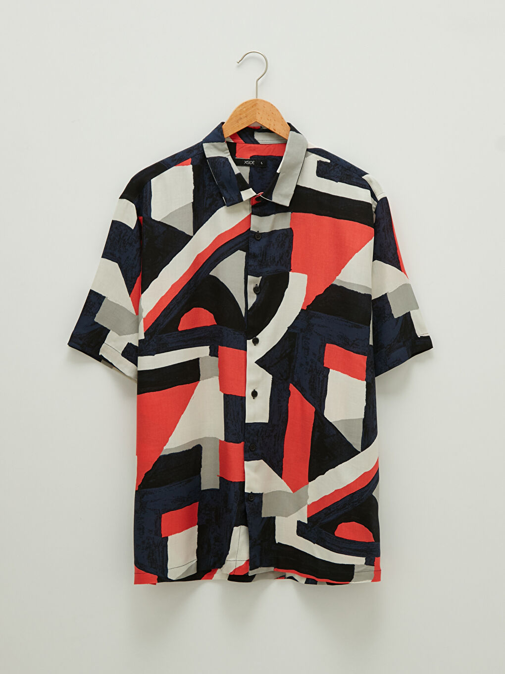 Kırmızı Regular Fit Kısa Kollu Desenli Erkek Gömlek-6