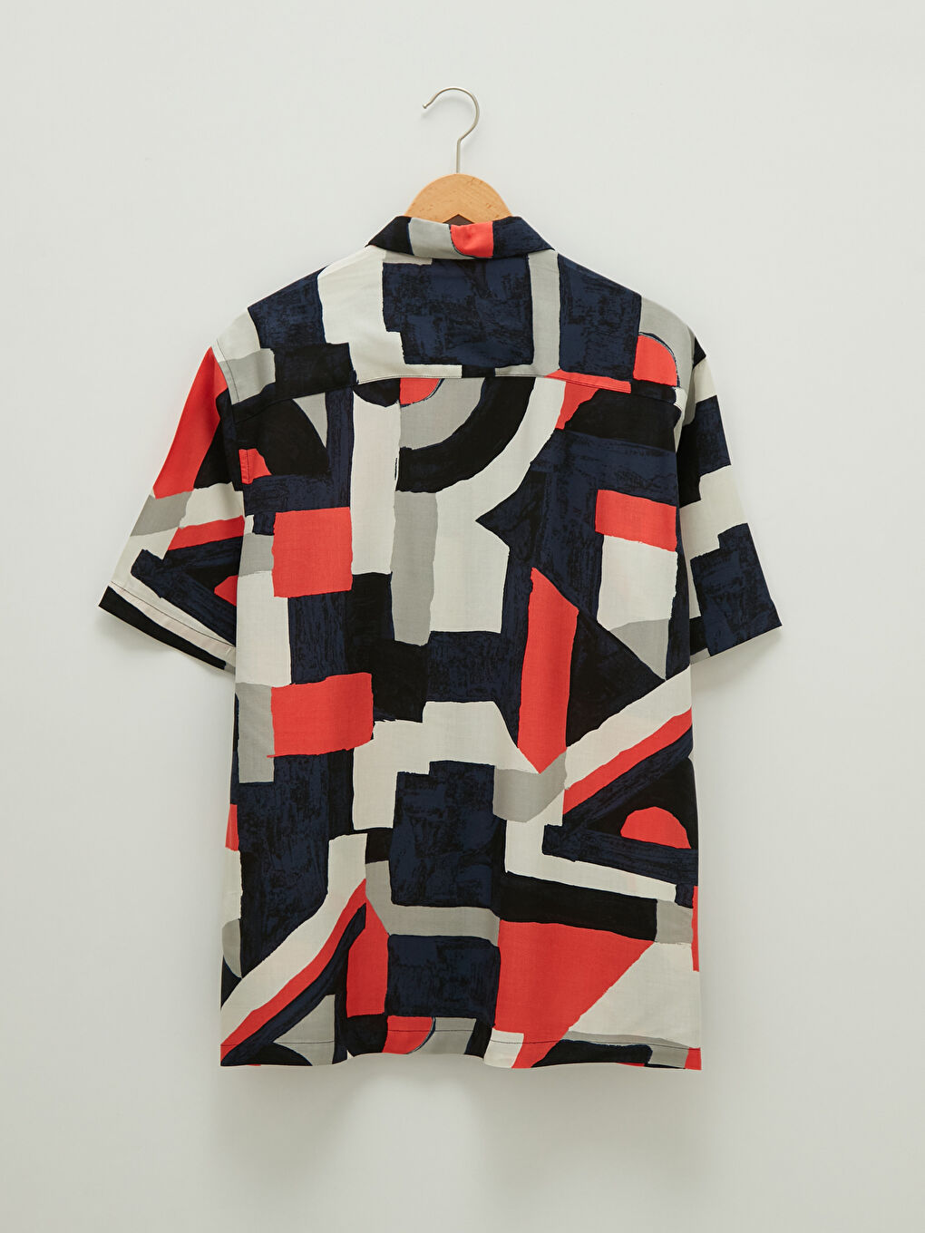 Kırmızı Regular Fit Kısa Kollu Desenli Erkek Gömlek-7