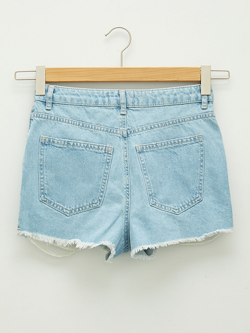 Mom Fit Pocket Ripped Detailed Women's Rodeo Jean Shorts-5