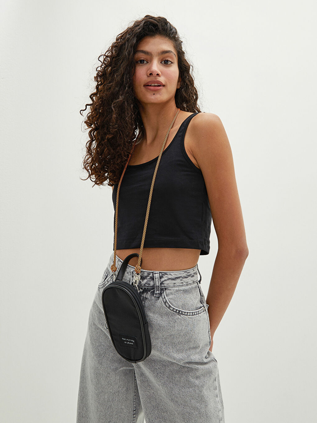 Siyah Paraşüt Kumaş Kadın Telefon Çantası