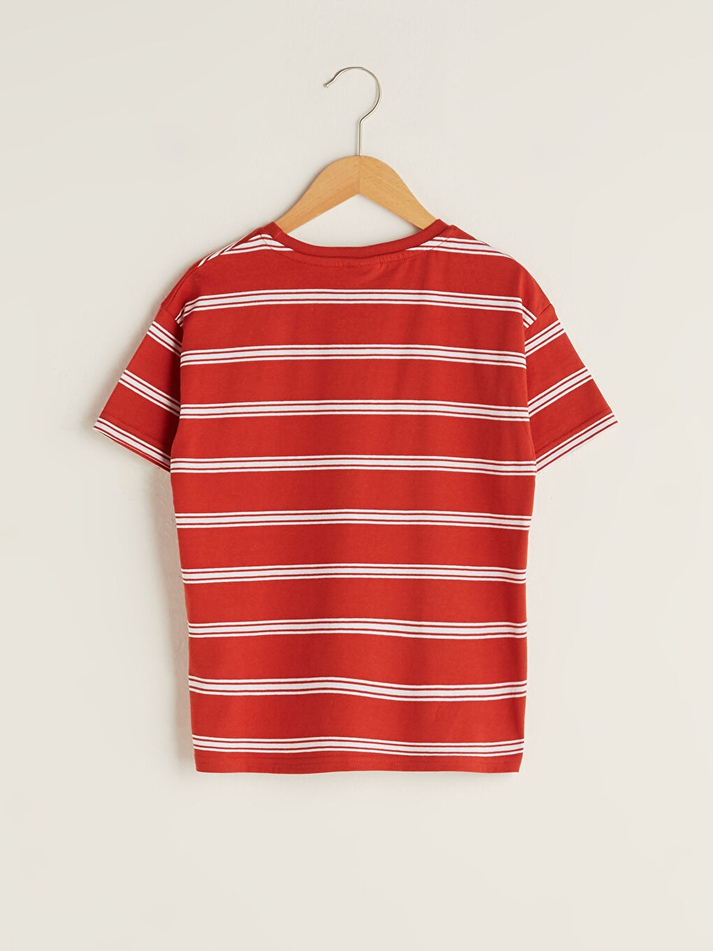 Футболка для мальчиков с круглым вырезом, полосатая, с коротким рукавом, хлопковая-1