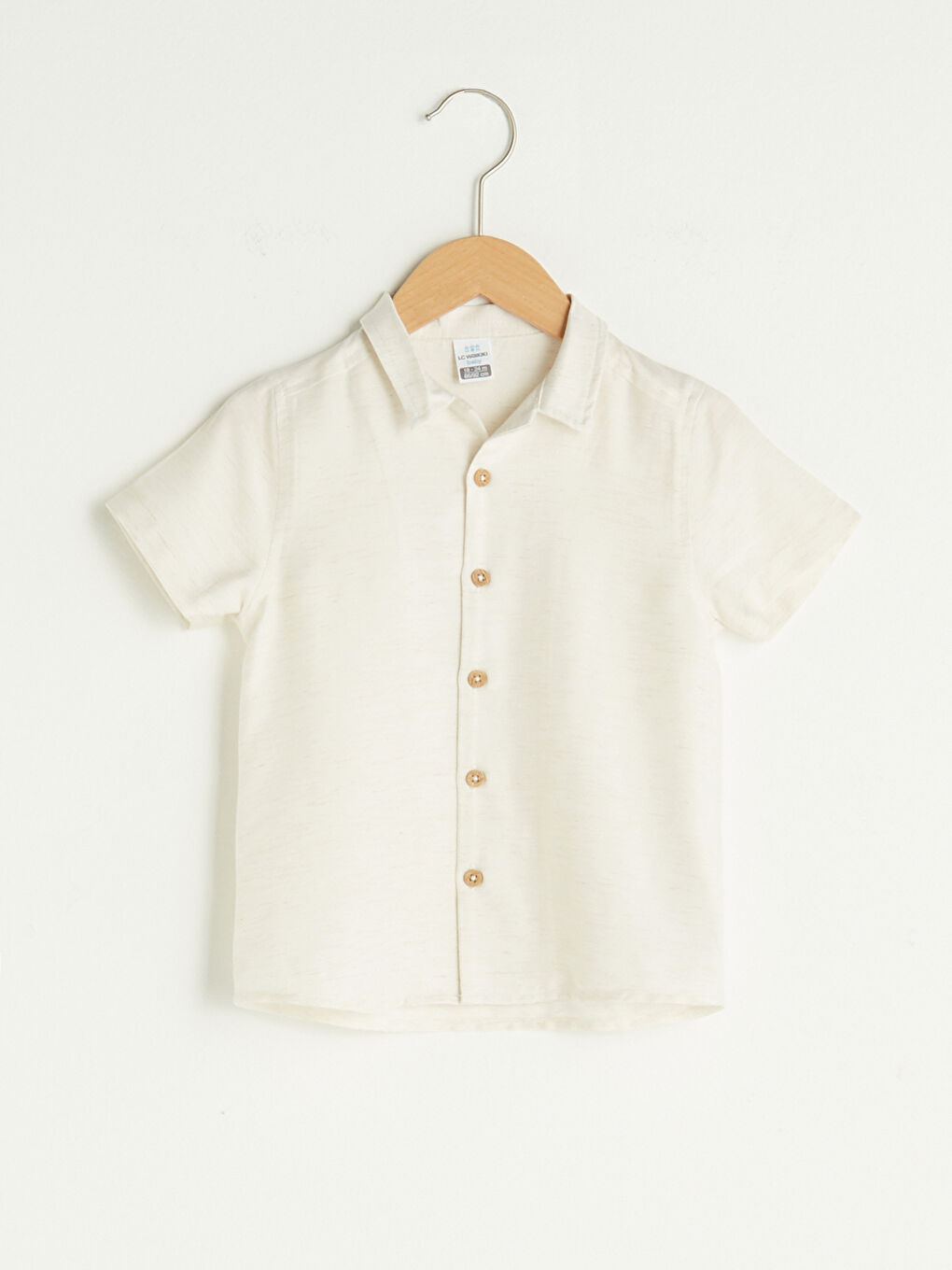 Bej Kısa Kollu Basic Erkek Bebek Gömlek