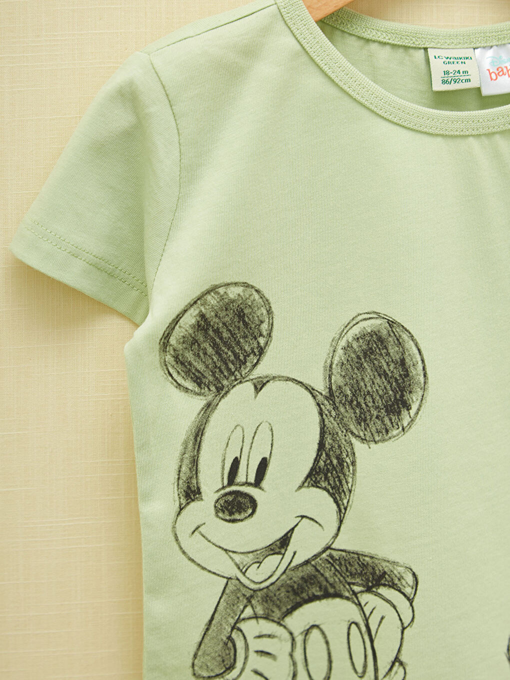طقم بيجامة أولادي رضع مطبوع ديزني ميكي ماوس كم قصير ياقة دائرية-2
