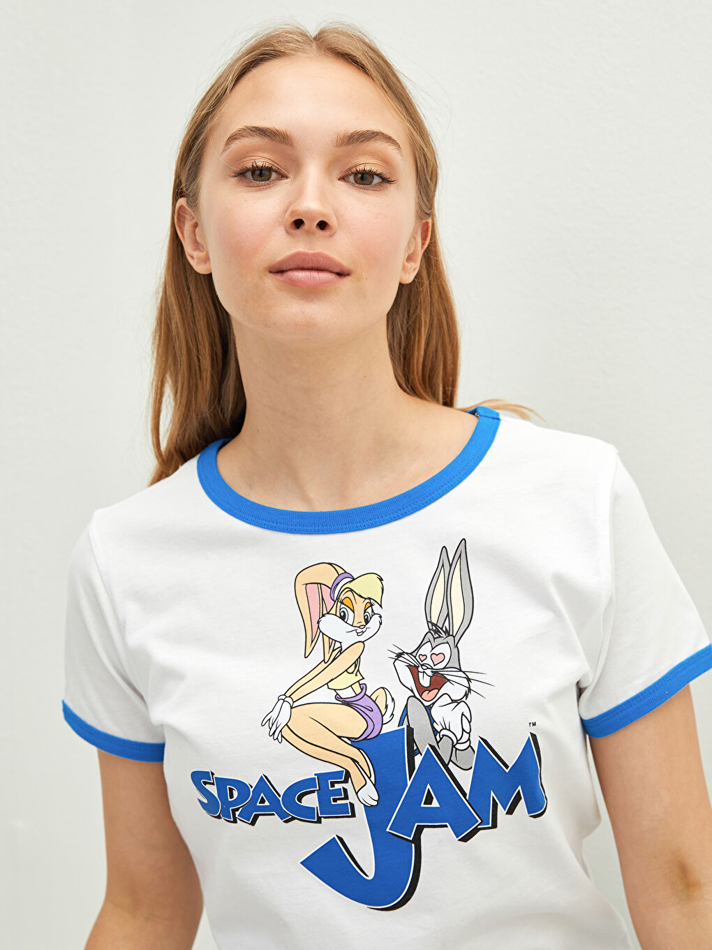 Crew Neck Space Jam Printed Short Sleeve Women's T-Shirt-2