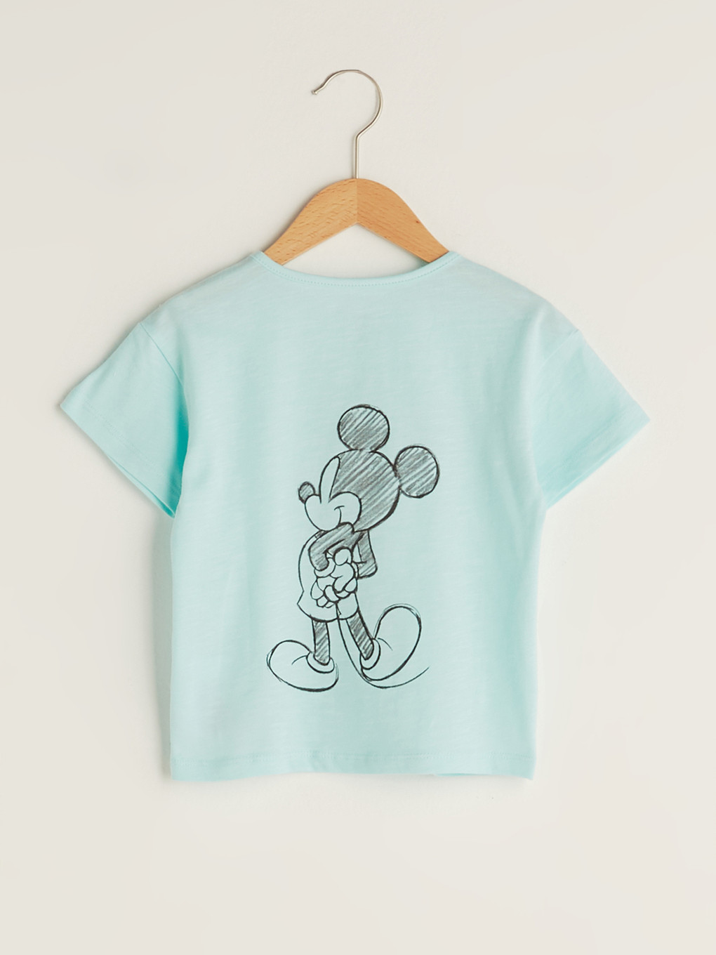Crew Neck Short Sleeve Mickey Mouse Printed Baby Girls' T-shirt-1