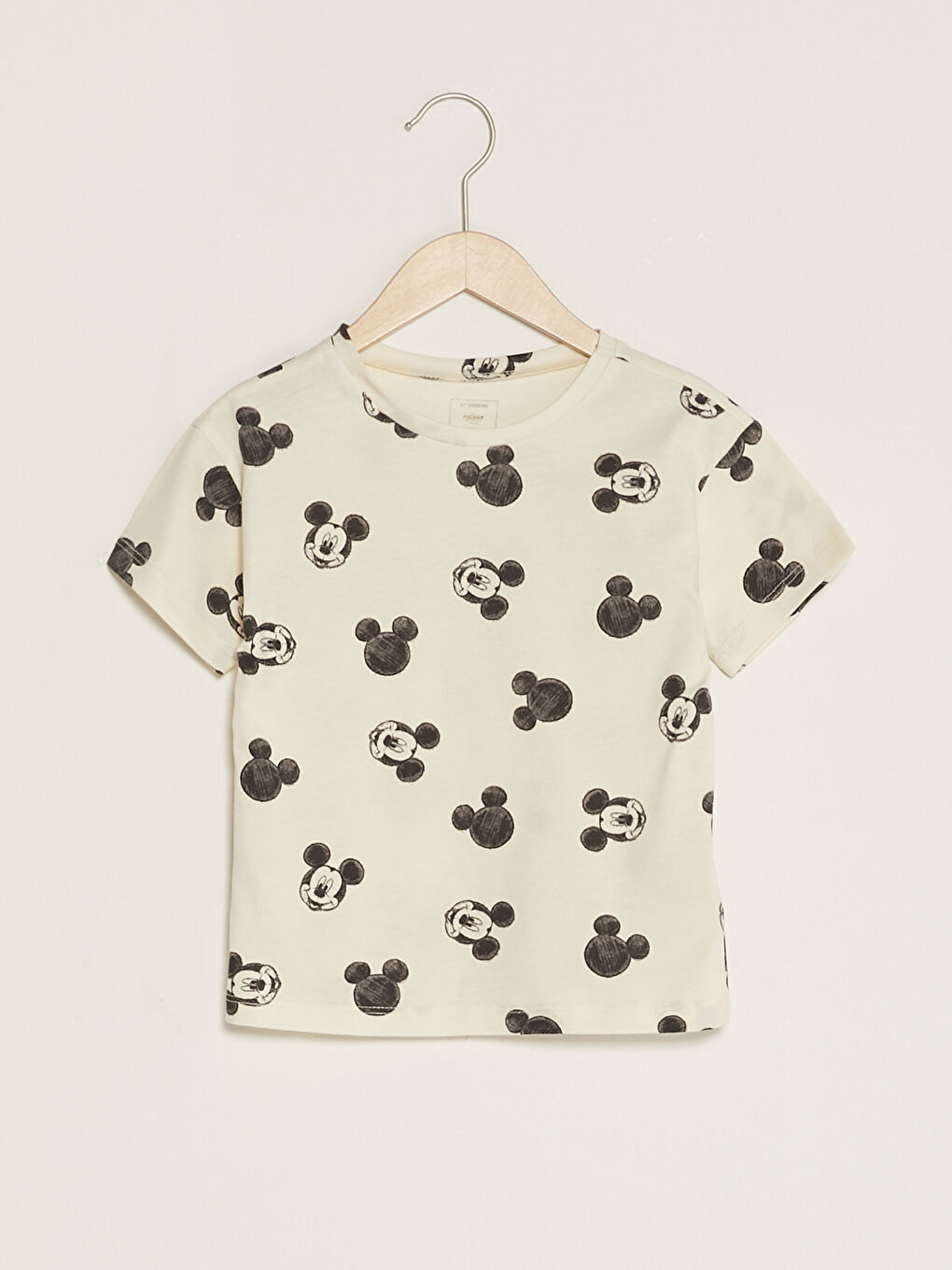 Crew Neck Short Sleeve Mickey Mouse Printed Baby Girls' T-Shirt