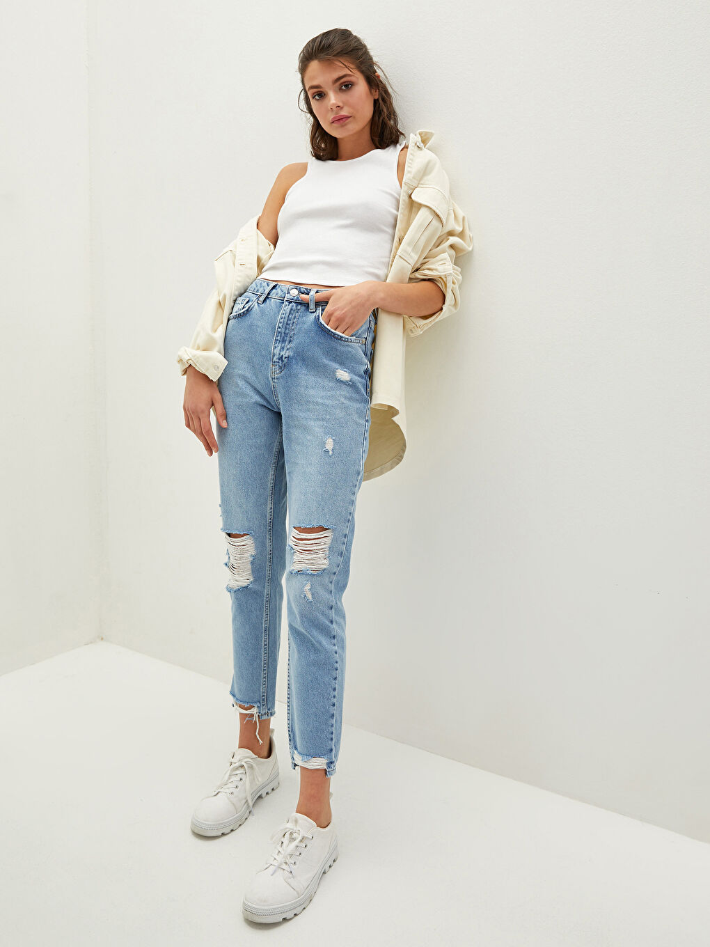 High Waist Mom Fit Ripped Detailed Women's Rodeo Jeans-1