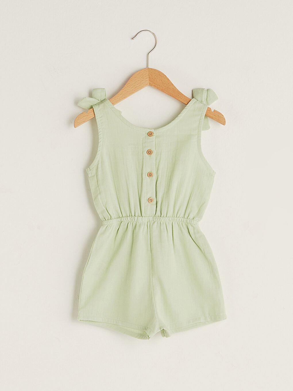 Yeşil Bisiklet Yaka Basic Pamuklu Kız Bebek Salopet-6