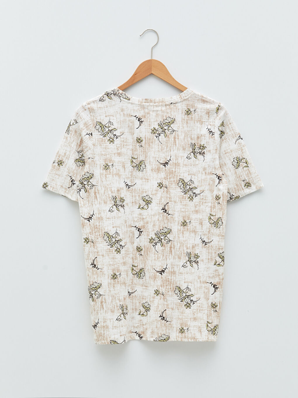 T-shirt en coton à manches courtes à col rond et motif floral-8
