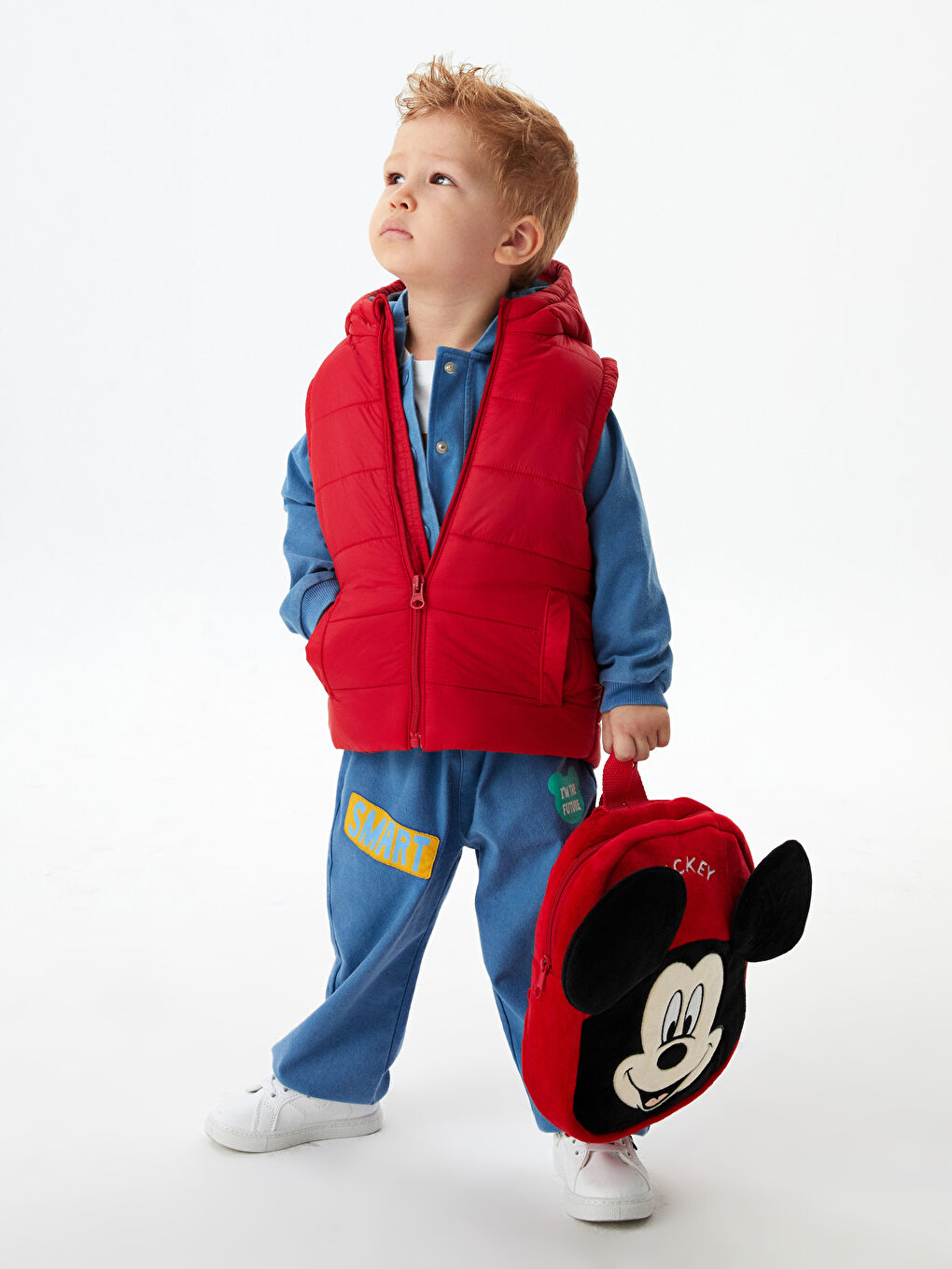 LCW baby Mickey Mouse Embroidery Detailed Unisex Baby Plush Backpack -S1JO38Z1-KYV