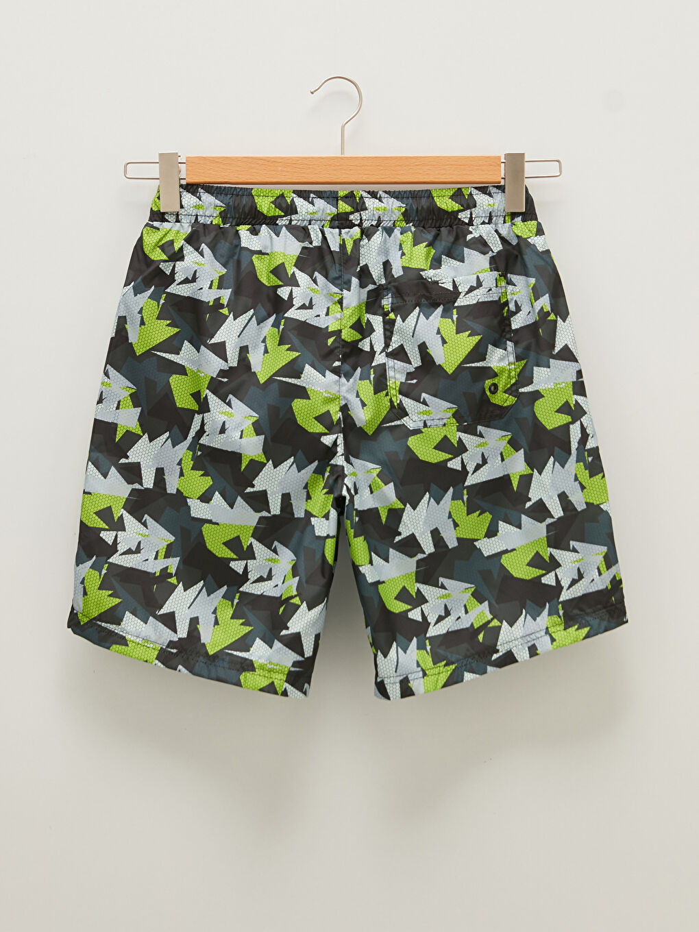 Antrasit Diz Hizası Boy Desenli Erkek Deniz Şortu-5