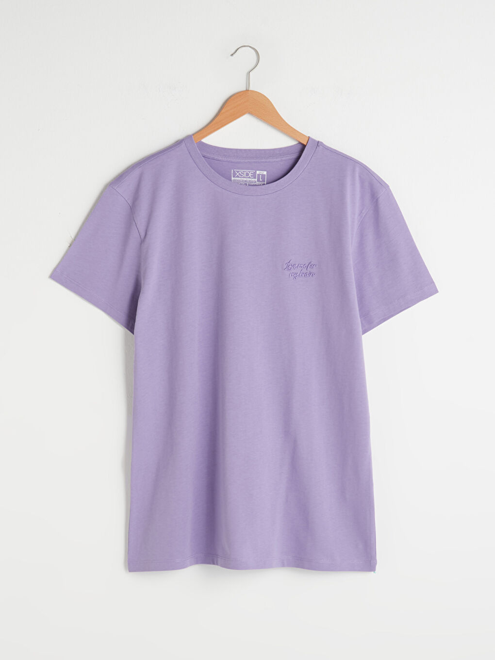 Lila Bisiklet Yaka Kısa Kollu Basic Penye Erkek Tişört-5