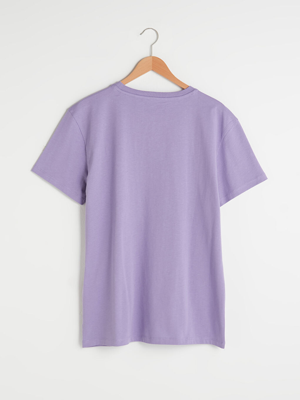 Lila Bisiklet Yaka Kısa Kollu Basic Penye Erkek Tişört-6