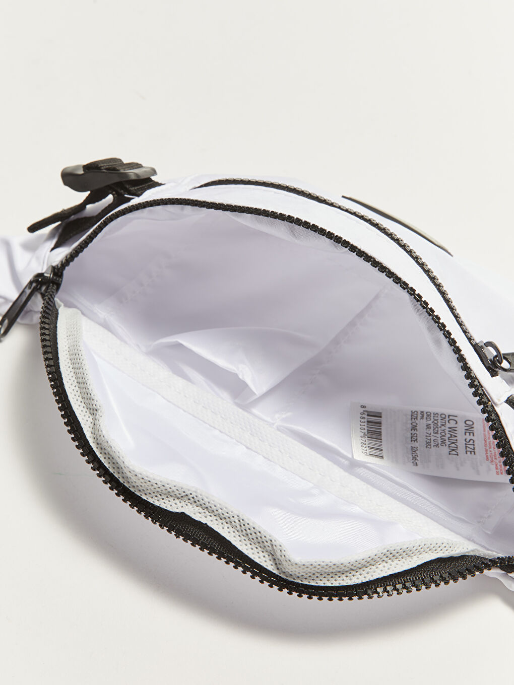 Beyaz Etiket Detaylı Erkek Bel Çantası-3