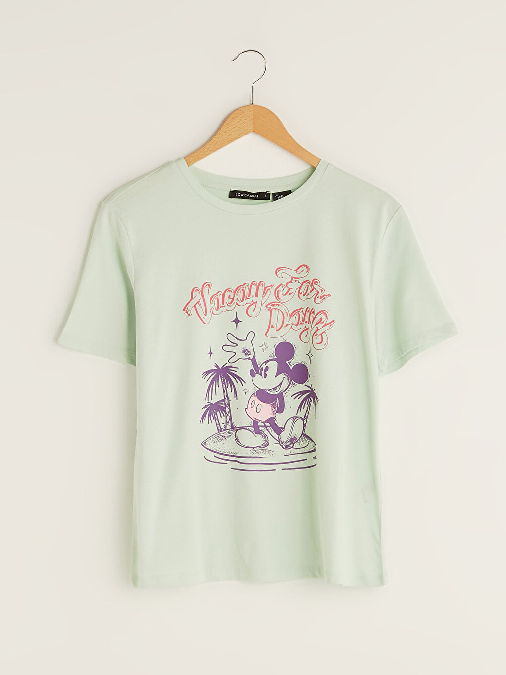 Crew Neck Mickey Mouse Printed Short Sleeve Women's T-Shirt-5