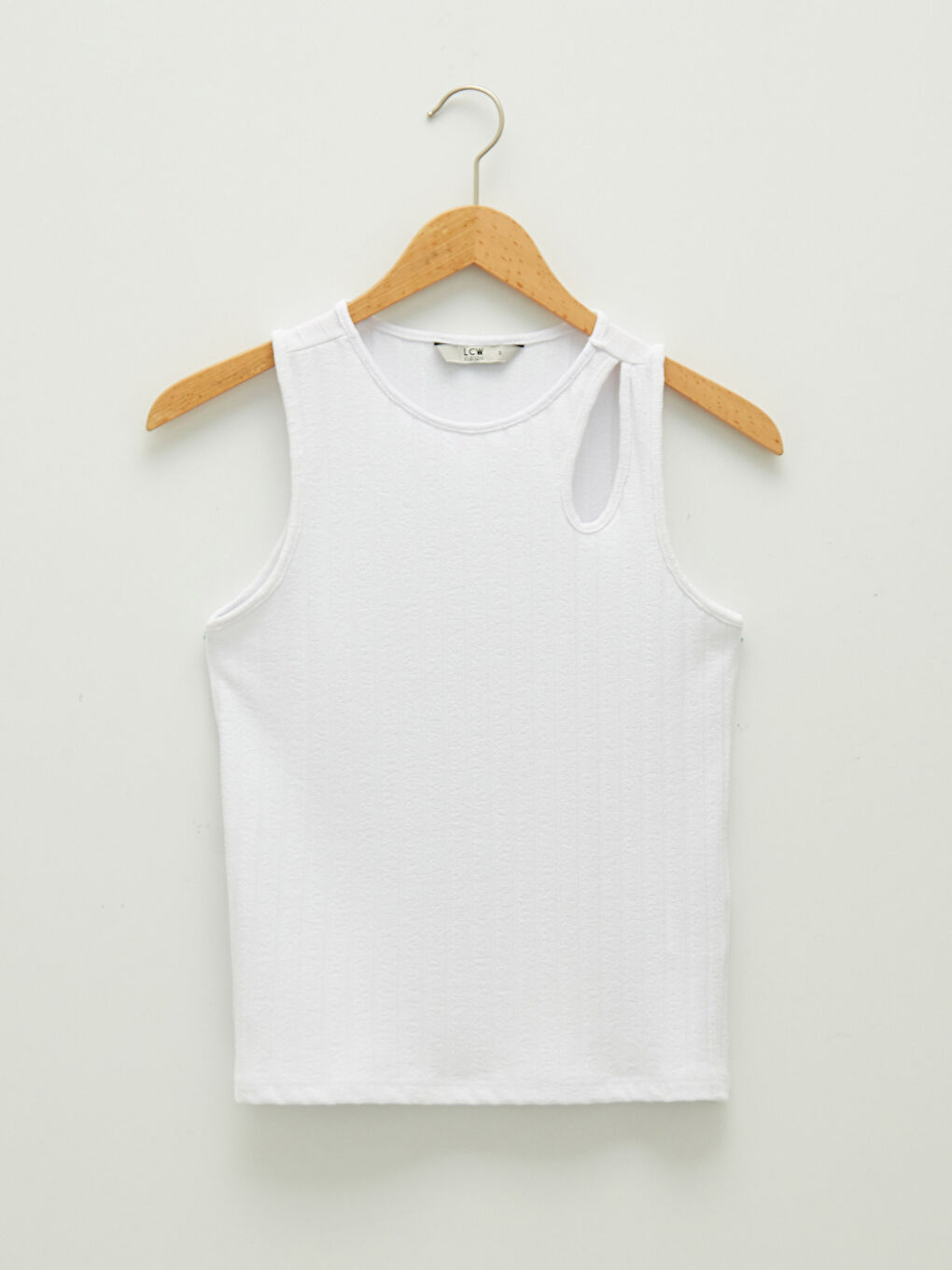 Beyaz Bisiklet Yaka Düz Kolsuz Kaşkorse Kumaş Kadın Atlet-8