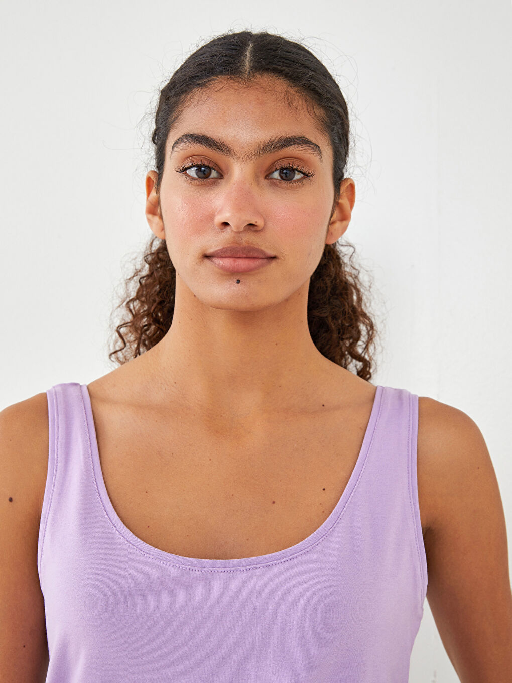 Damen U-Ausschnitt Riemchen Gerade Sportlerin-2