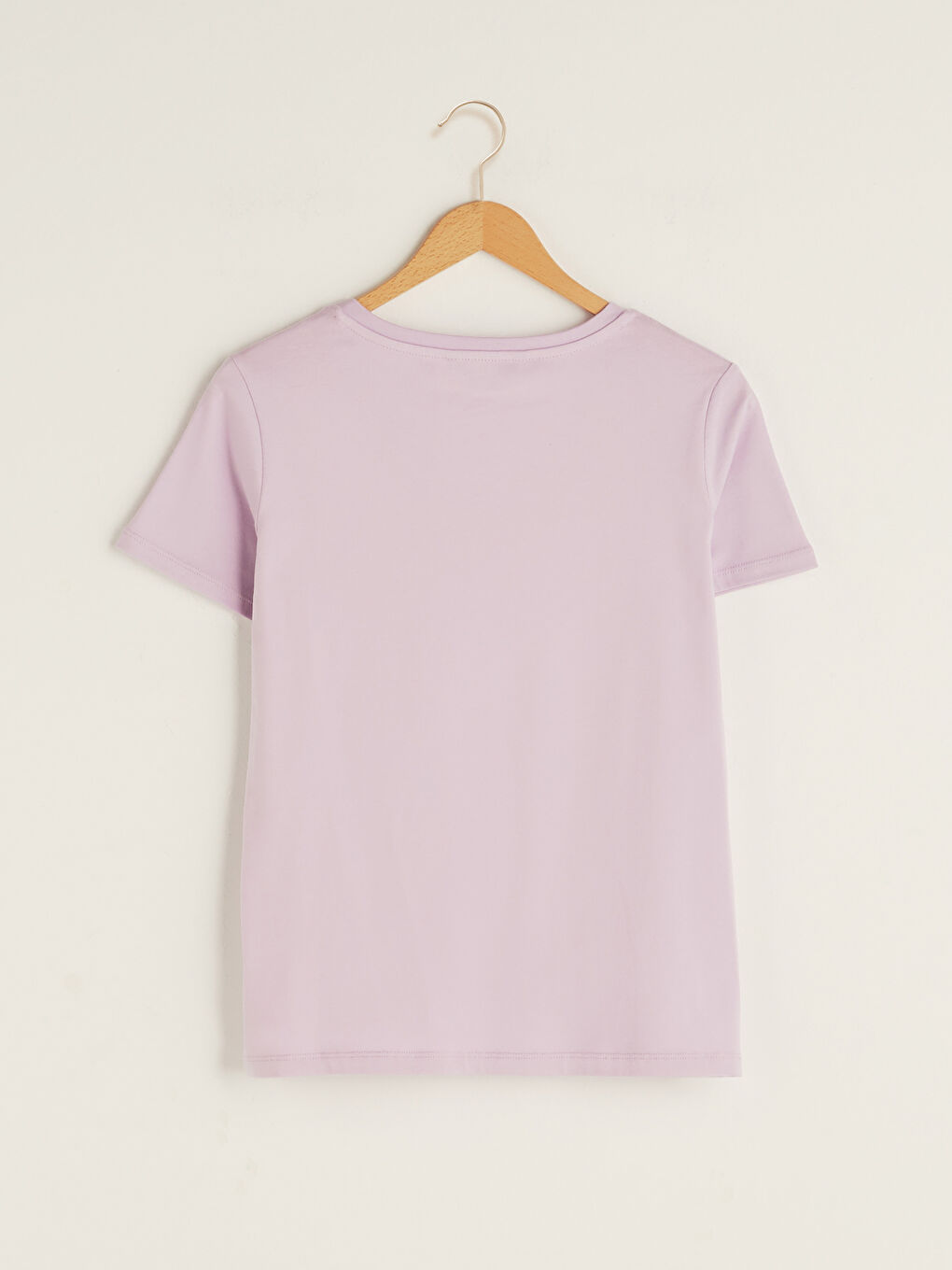 V-Neck Plain Short Sleeve Women's T-Shirt-6