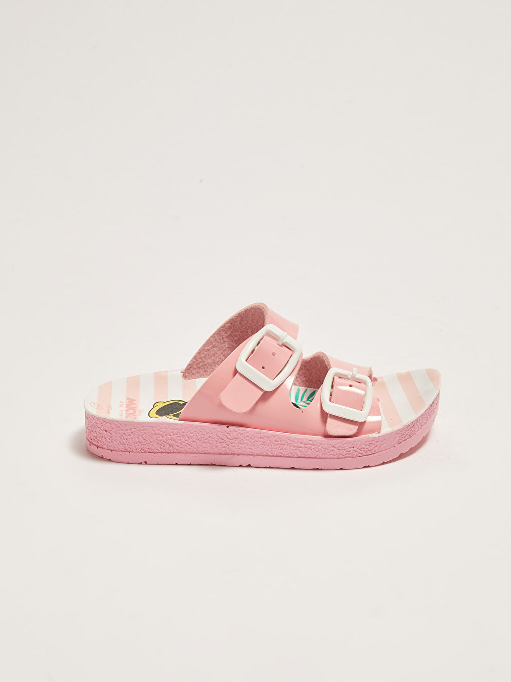 Pembe Minnie Mouse Lisanslı Çift Tokalı Kız Çocuk Terlik-1