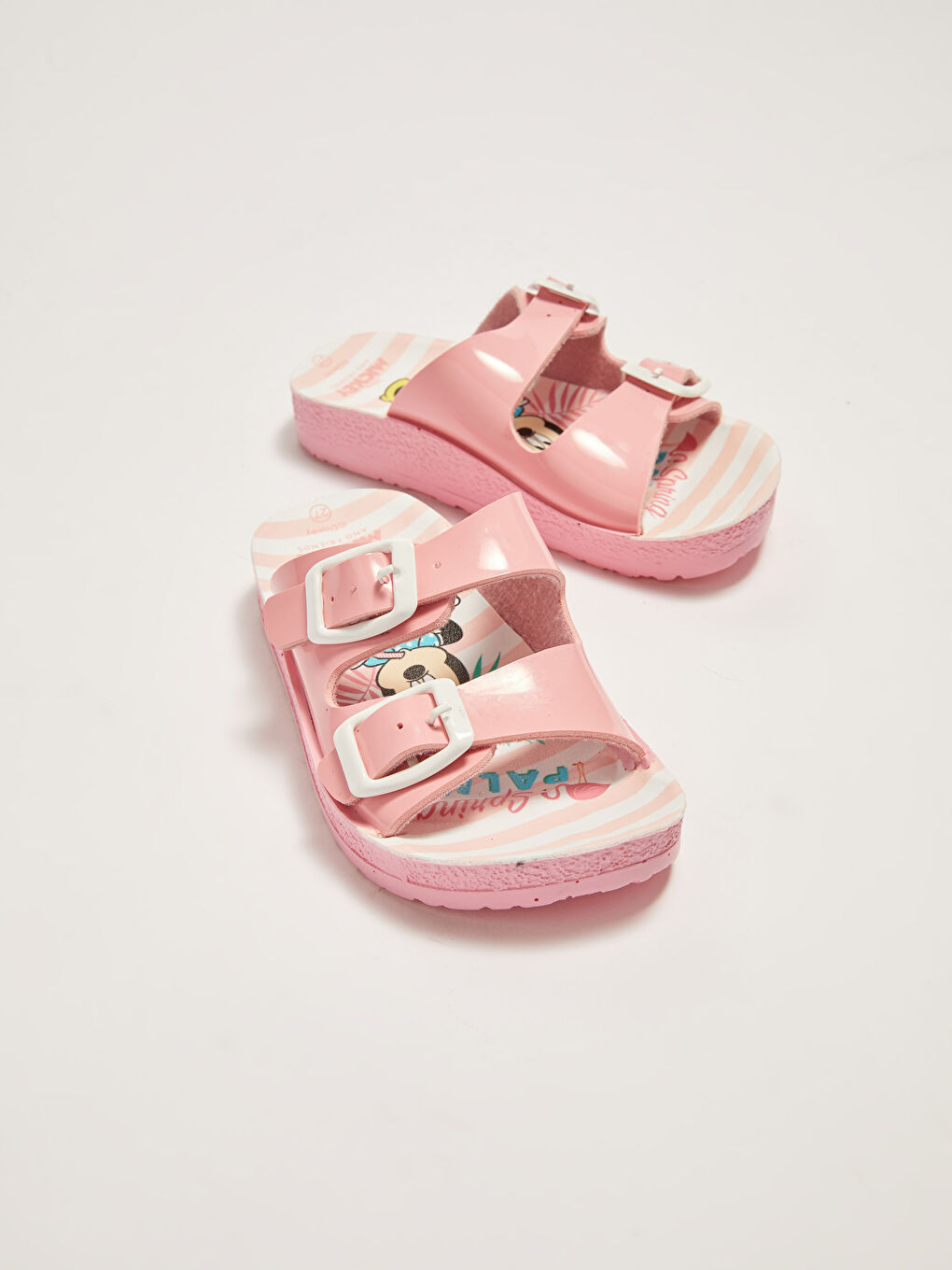 Pembe Minnie Mouse Lisanslı Çift Tokalı Kız Çocuk Terlik-3