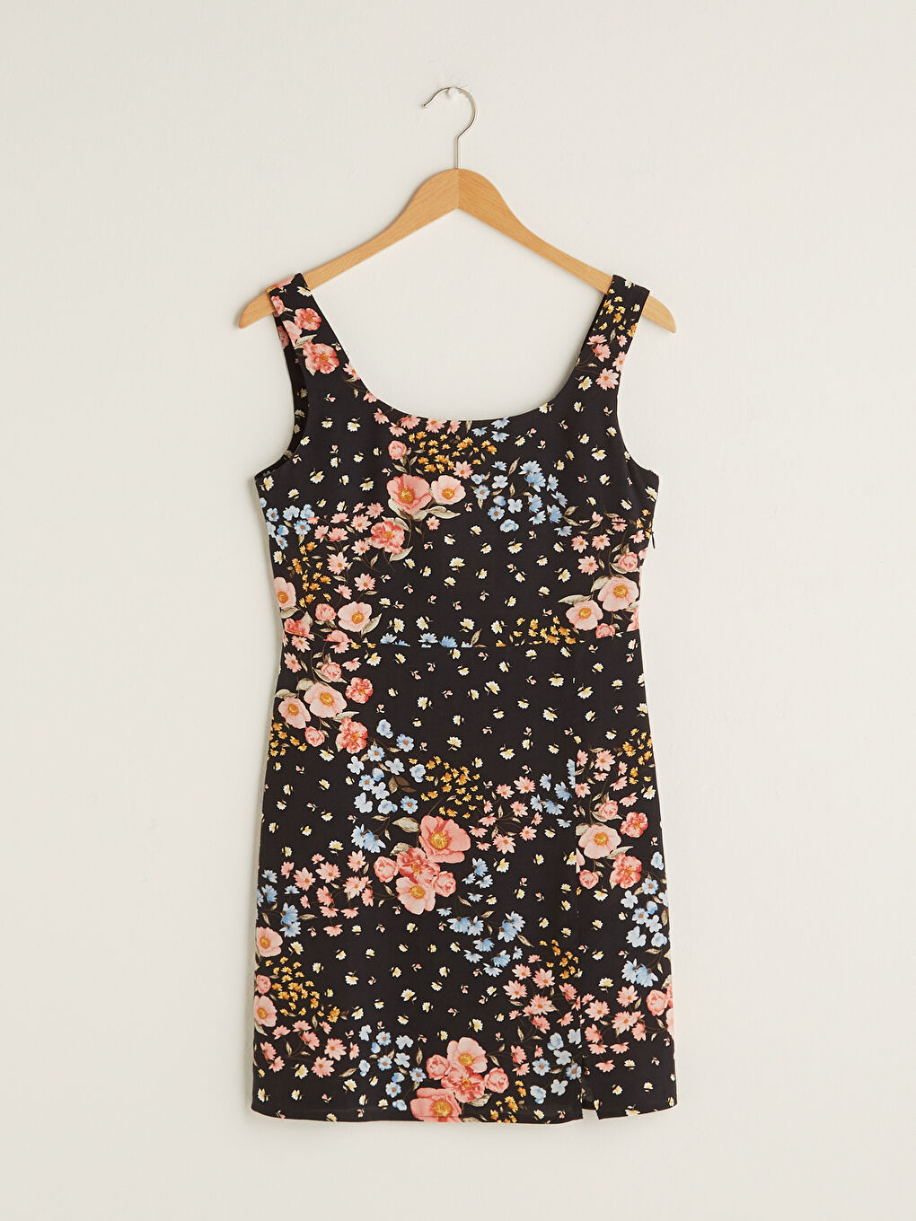 Square Neck Patterned Viscose Women's Dress-7