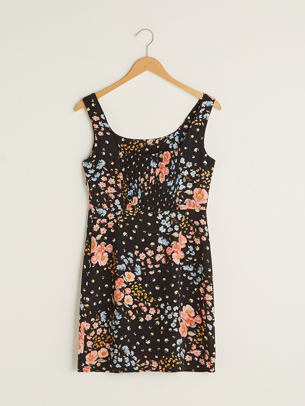 Square Neck Patterned Viscose Women's Dress-8