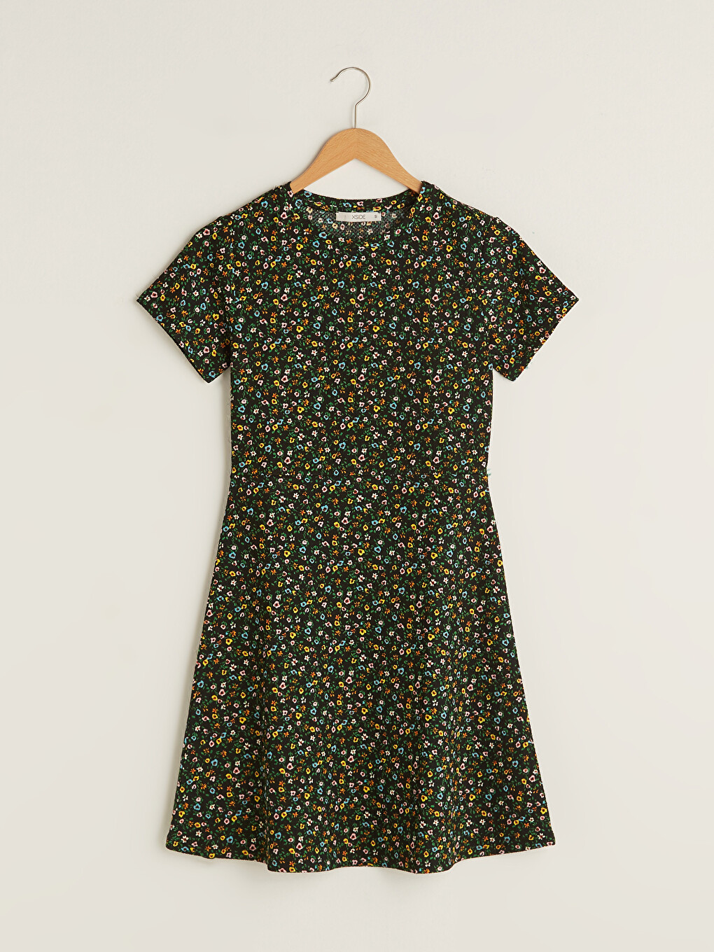 Robe à Col Rond Florale à Manches Courtes pour Femmes-6