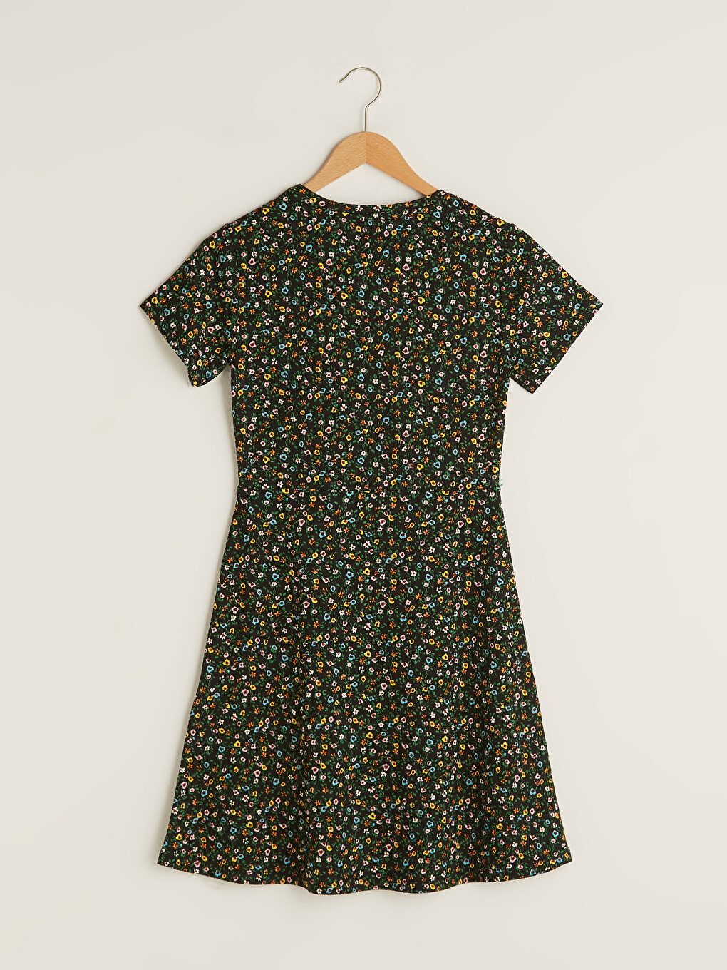 Robe à Col Rond Florale à Manches Courtes pour Femmes-7