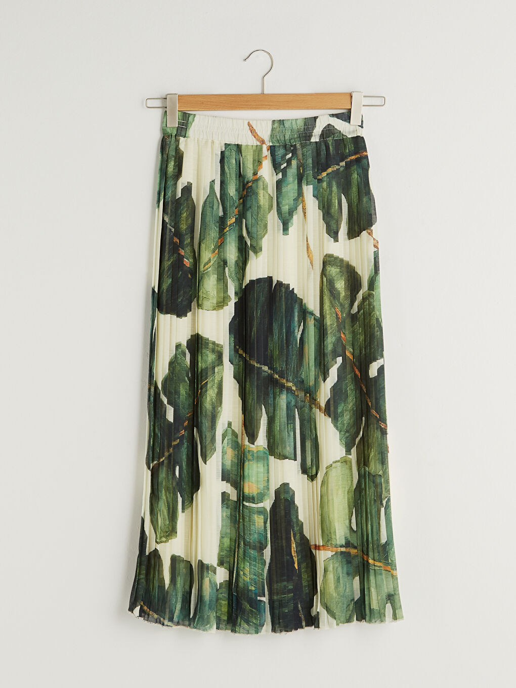 Suknja s Elastičnim Strukom od Šifona za Žene s Naborima-1