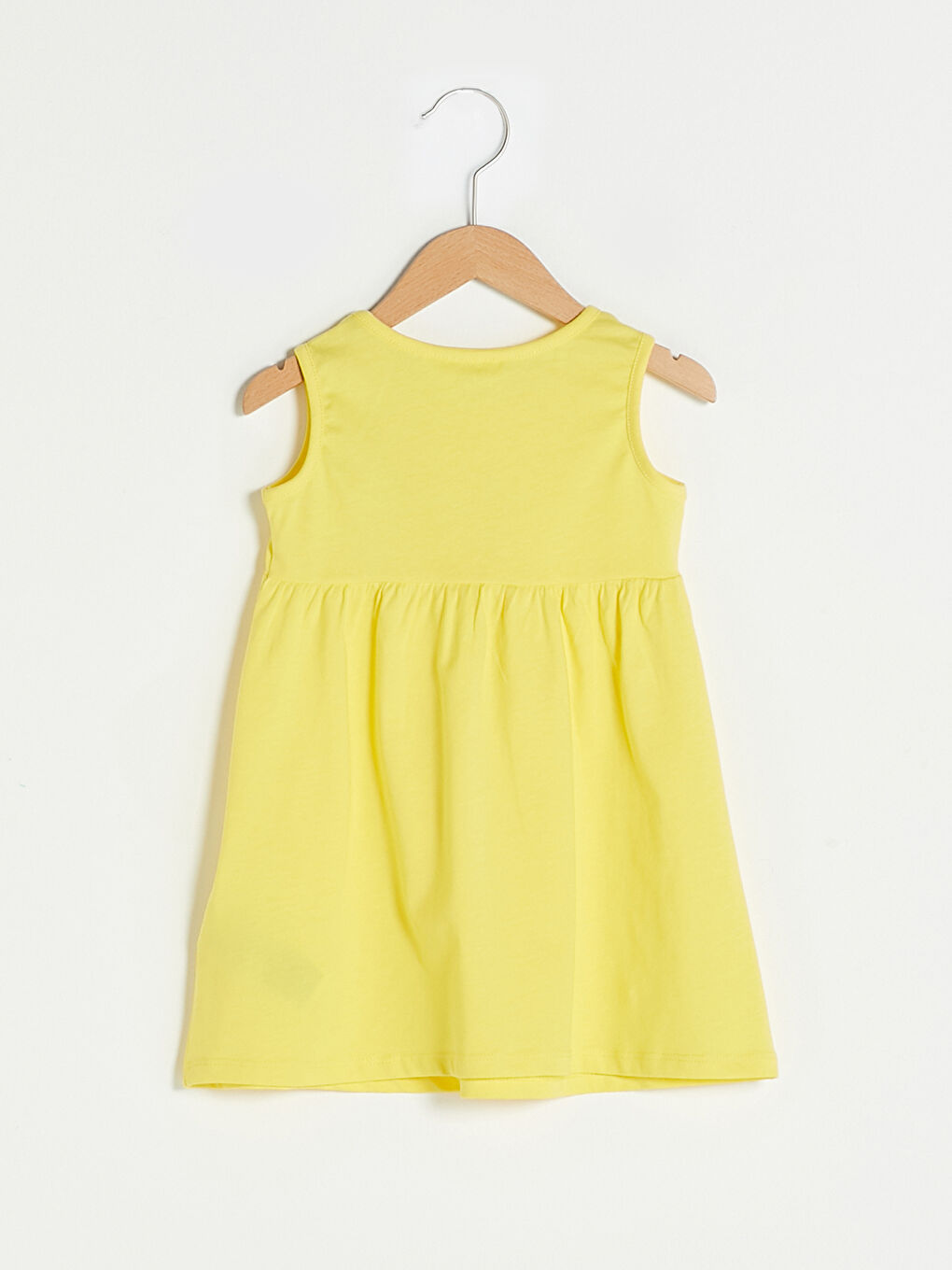 Sarı Bisiklet Yaka Minnie Mouse Baskılı Kız Bebek Elbise-1