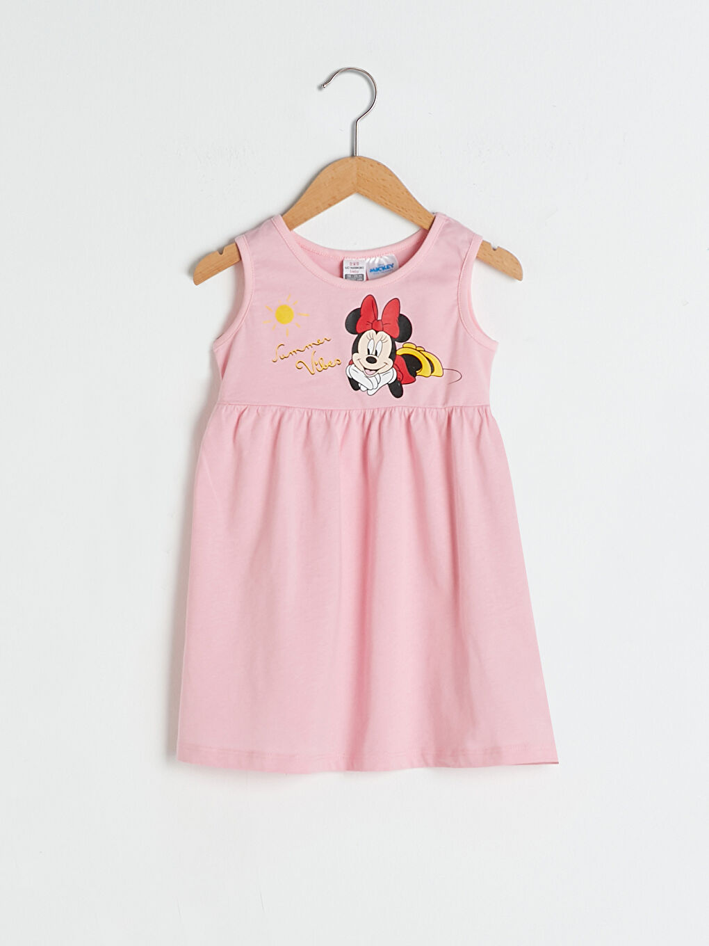 Crew Neck Minnie Mouse Printed Baby Girls' Dress