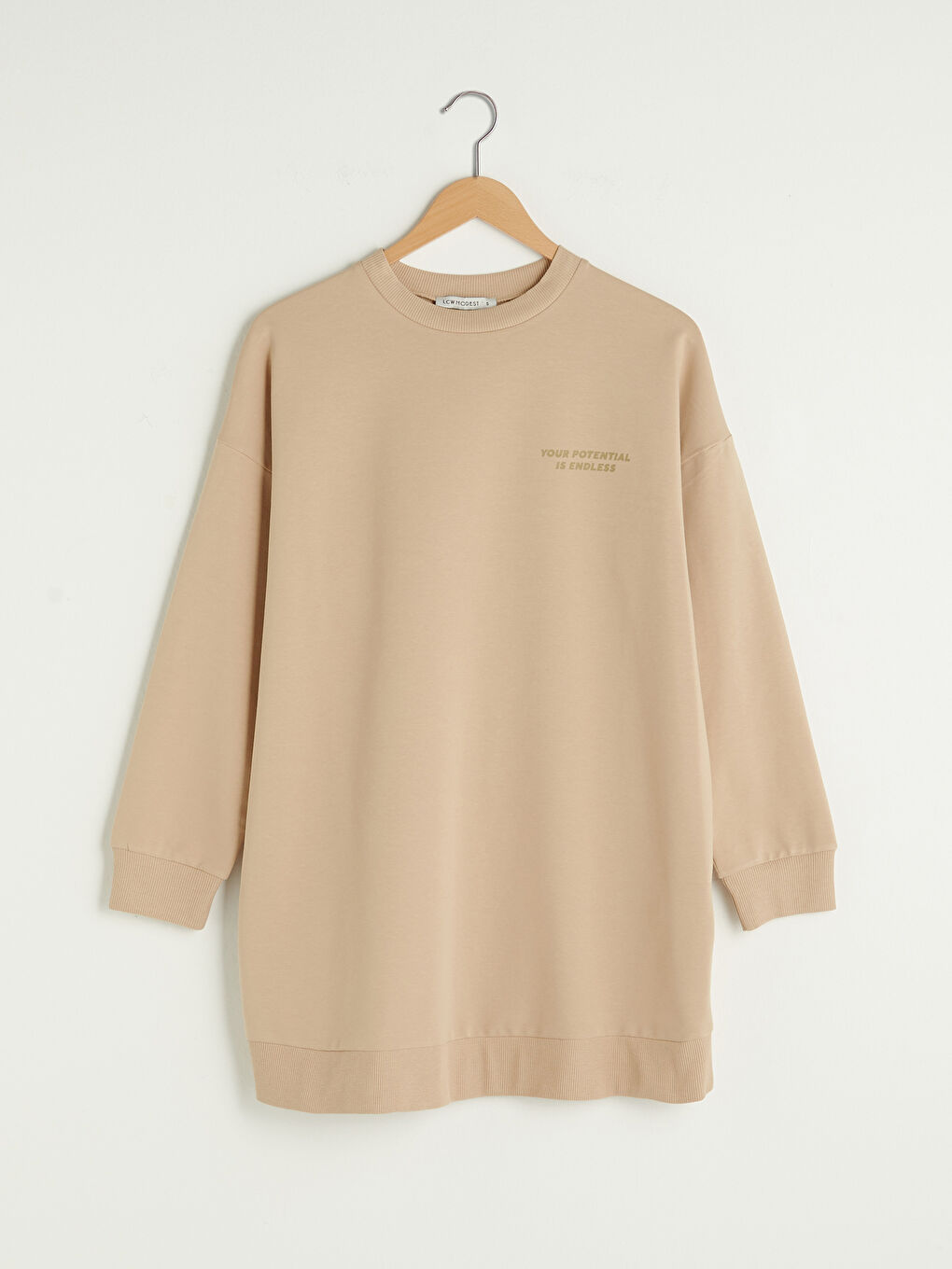 Crew Neck Printed Long Sleeve Oversize Women's Sweatshirt Tunic-5