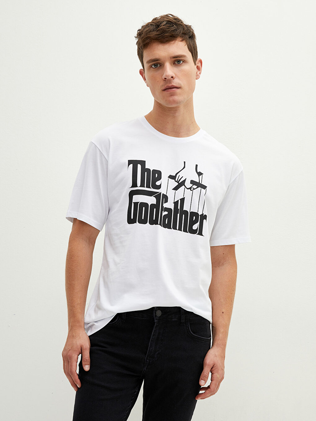 XSIDE Crew Neck Short Sleeve The Godfather Printed Cotton Men's T-Shirt -S1JT32Z8-Q6K