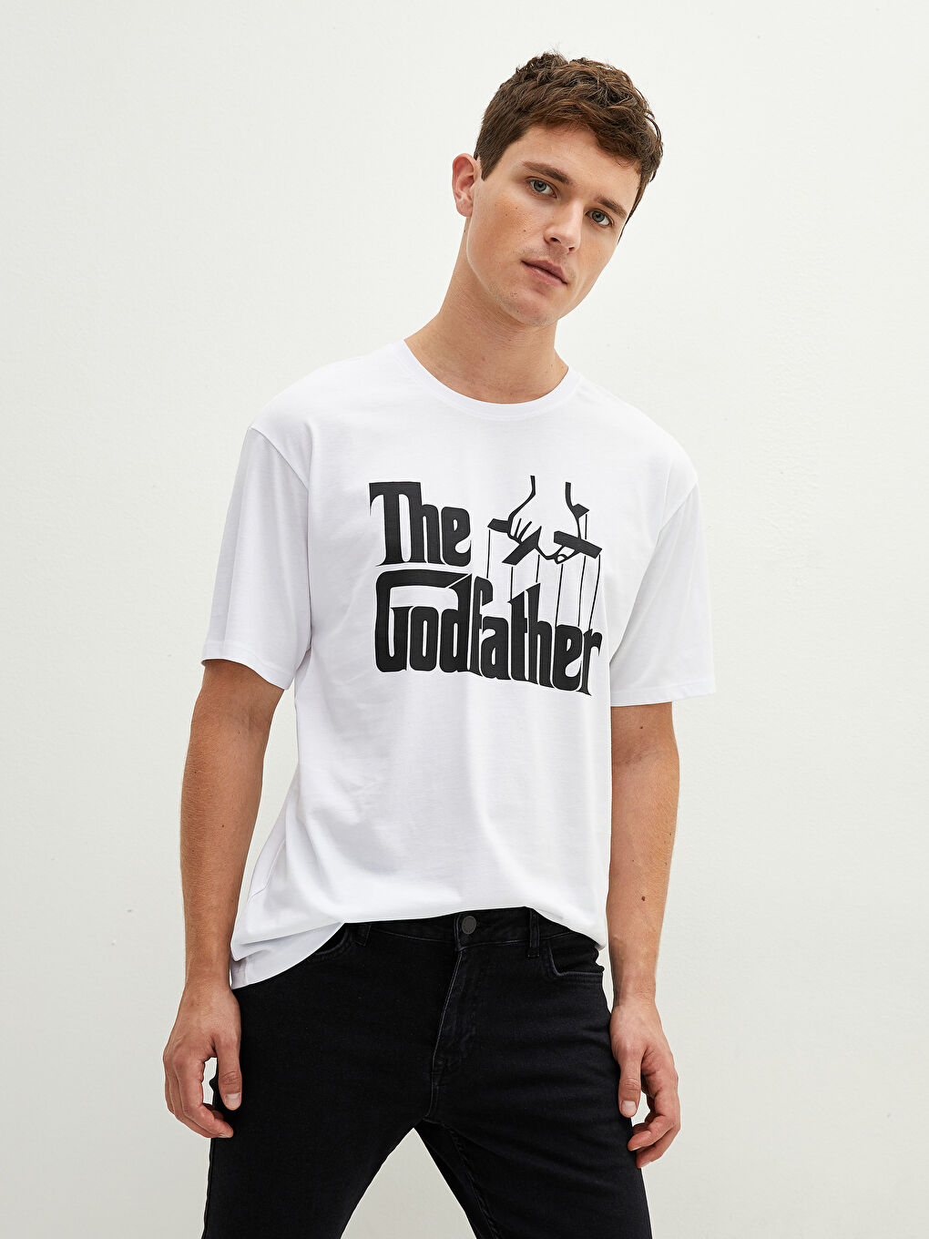 XSIDE Crew Neck Short Sleeve The Godfather Printed Cotton Men's T-Shirt -S1JT32Z8-Q6K