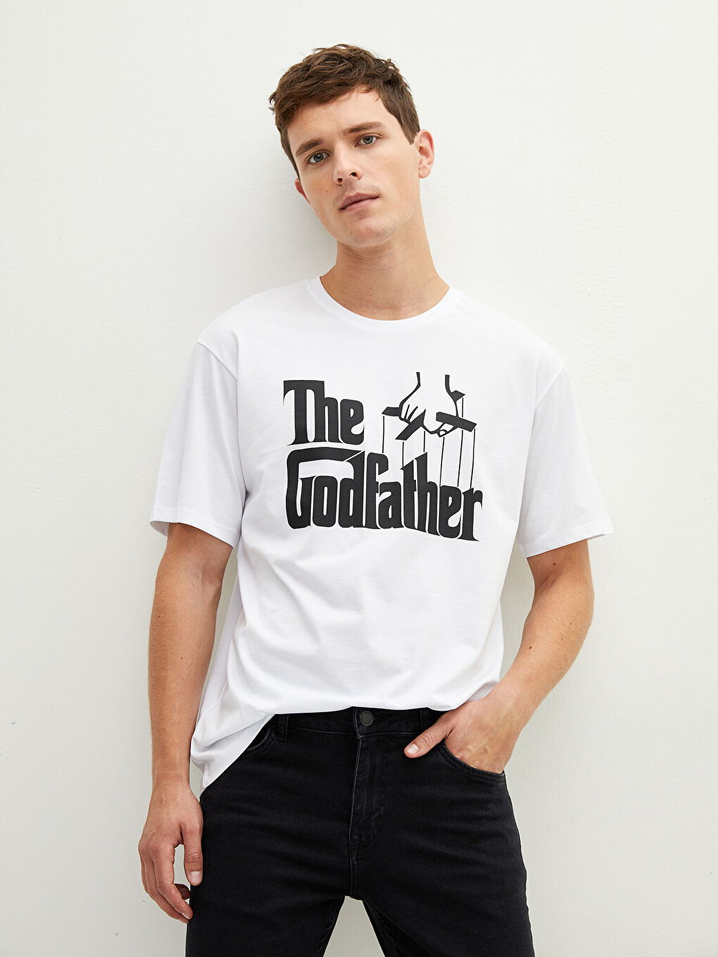 XSIDE Crew Neck Short Sleeve The Godfather Printed Cotton Men's T-Shirt -S1JT32Z8-Q6K