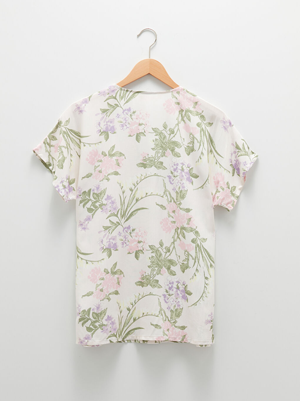 V-Neck Floral Short Sleeve Viscose Women's Pajamas Set-3