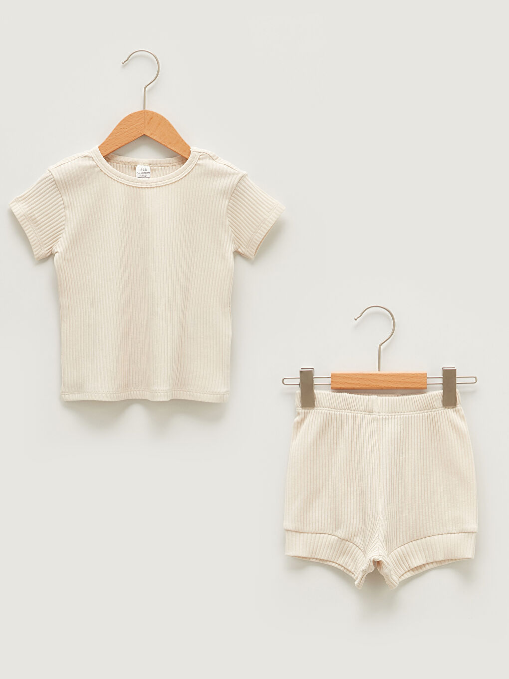 Crew Neck Short Sleeve Basic Baby Girl Pajama Set