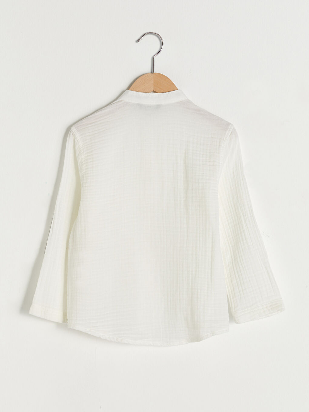 Ekru Hakim Yaka Basic Uzun Kollu Pamuklu Erkek Çocuk Gömlek-1