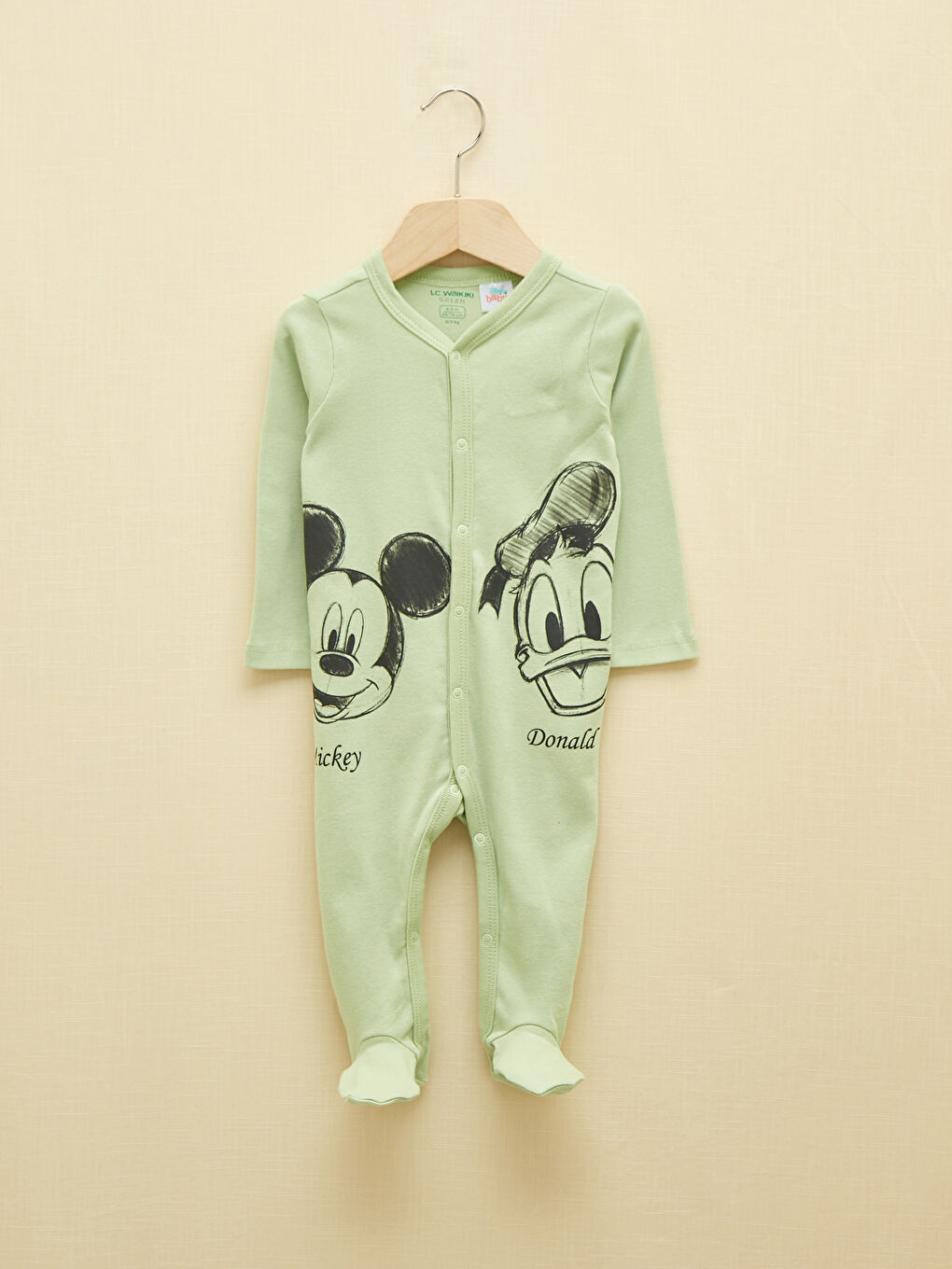 V Neck Long Sleeve Disney Printed Unisex Baby Jumpsuit